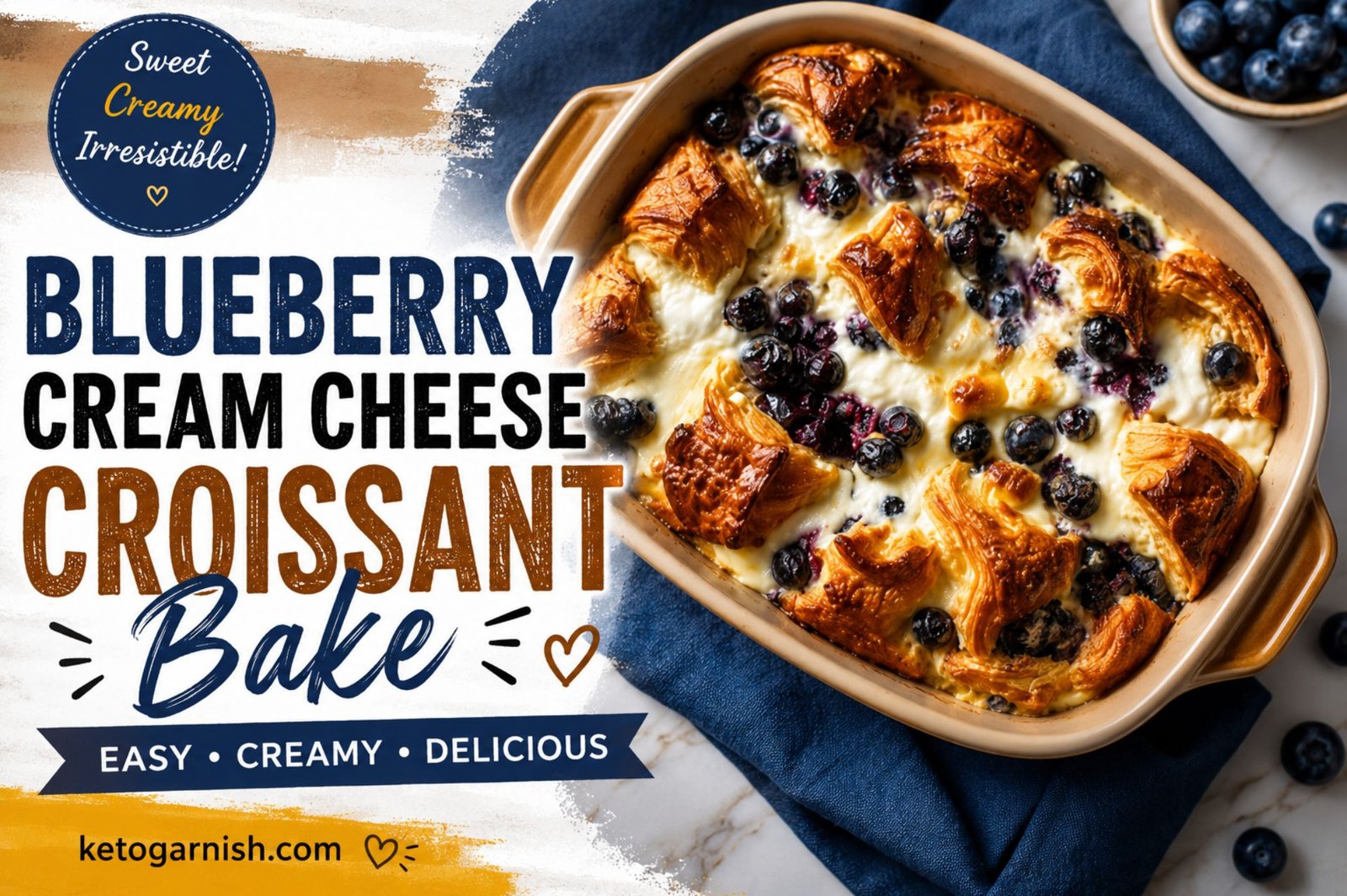 Blueberry cream cheese croissant bake