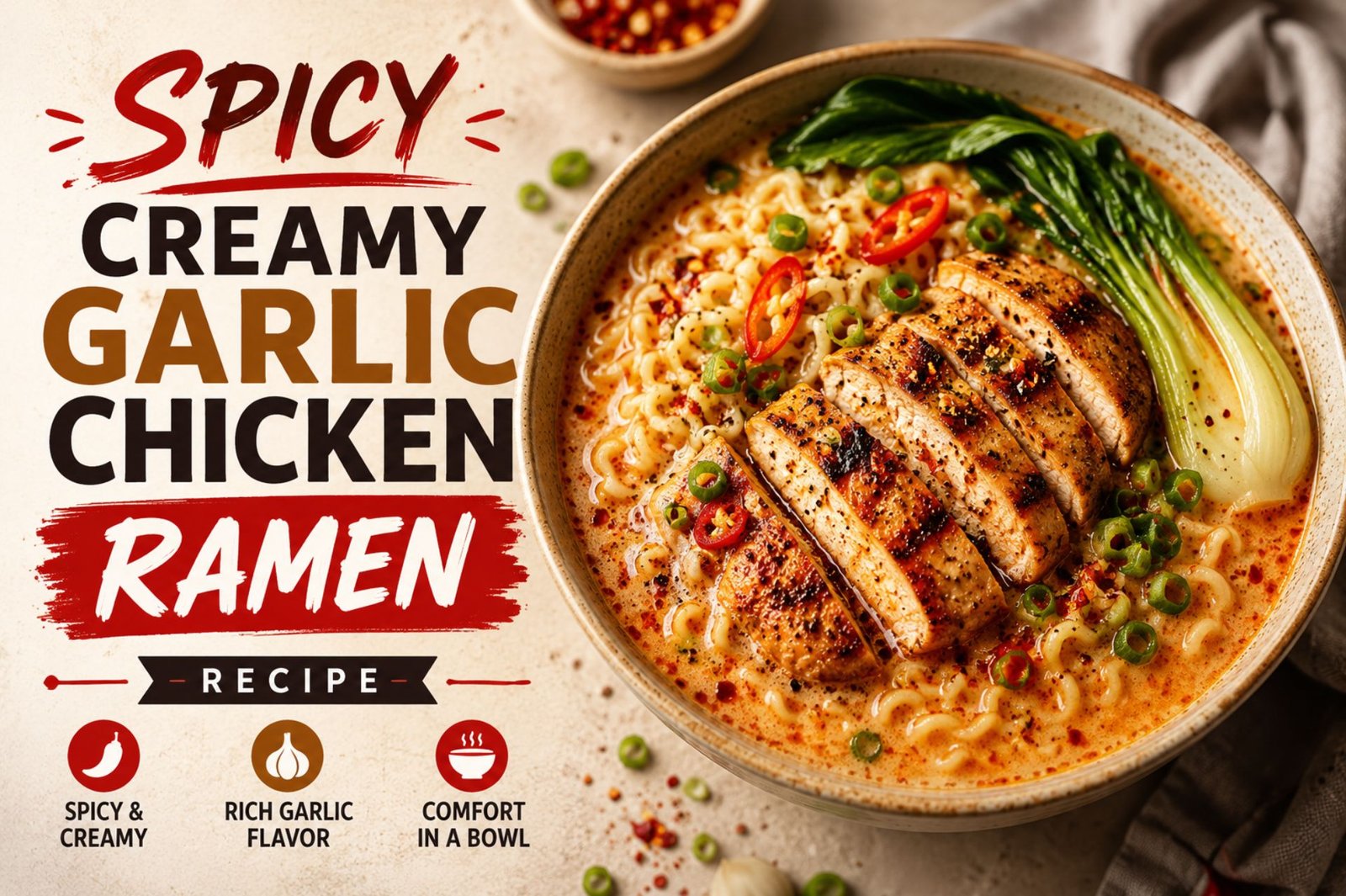 Spicy Creamy Garlic Chicken Ramen Recipe