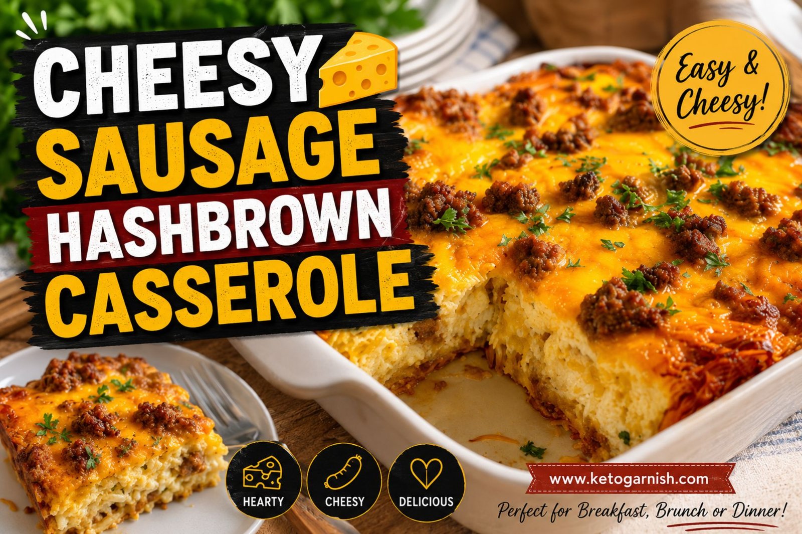 Cheesy sausage hashbrown casserole