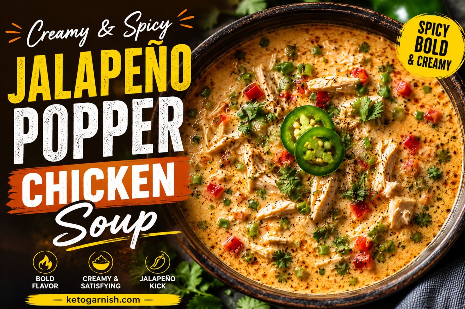 Creamy & Spicy Jalapeño Popper Chicken Soup