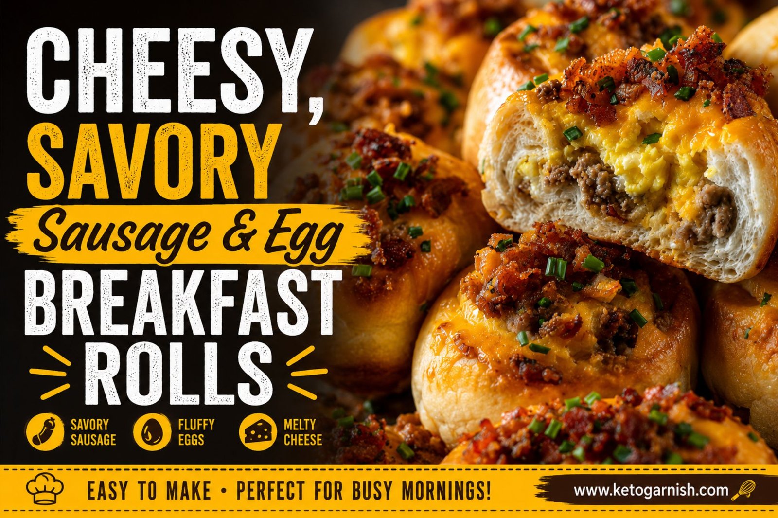 Cheesy, Savory Sausage & Egg Breakfast Rolls