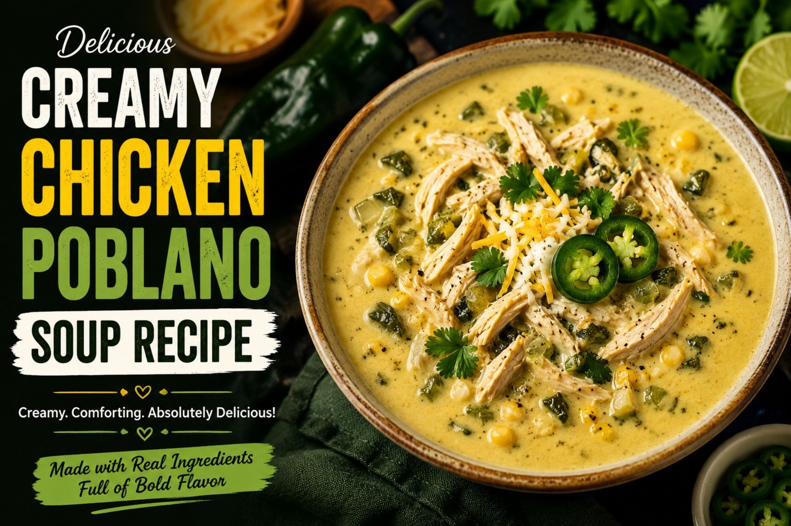 Delicious Creamy Chicken Poblano Soup Recipe