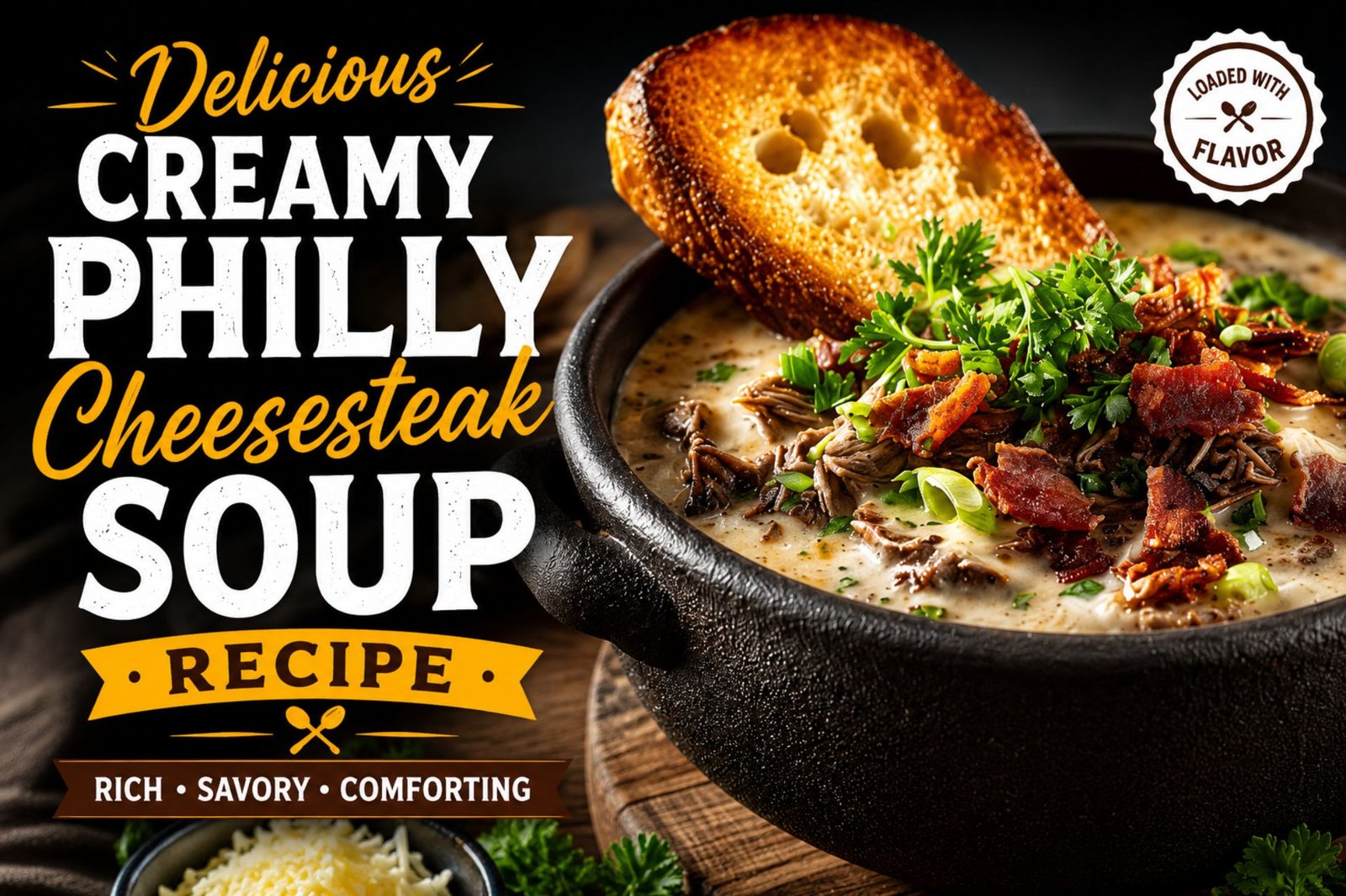 Delicious Creamy Philly Cheesesteak Soup Recipe