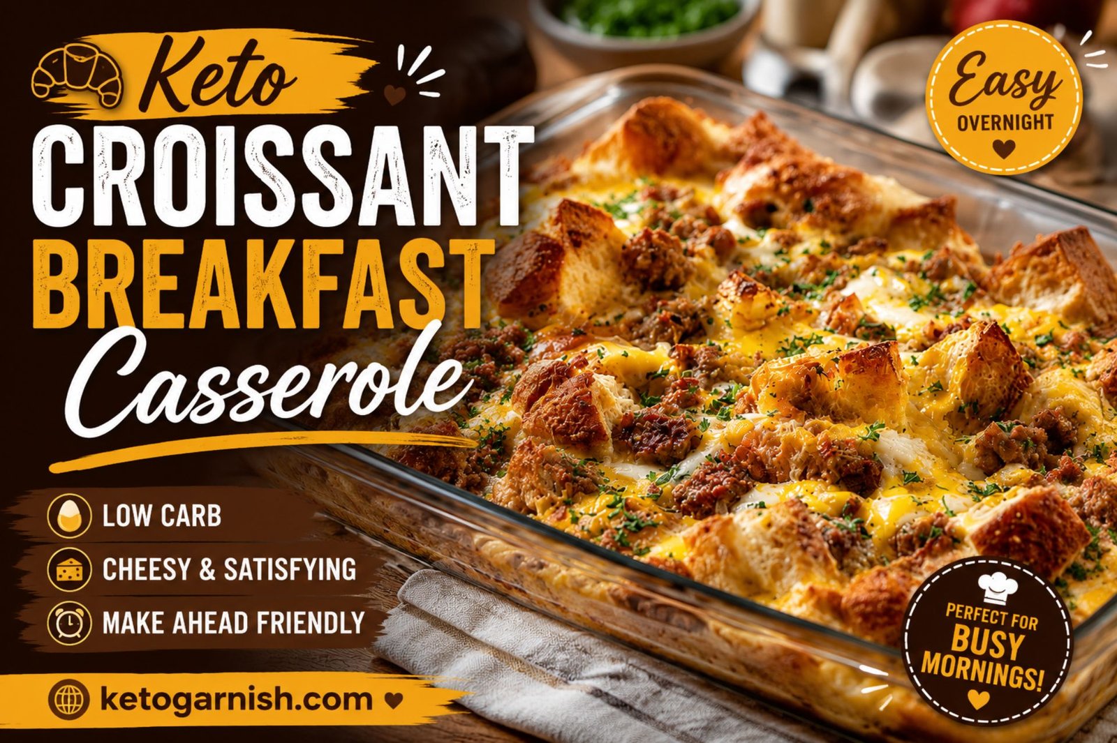 Keto croissant breakfast casserole