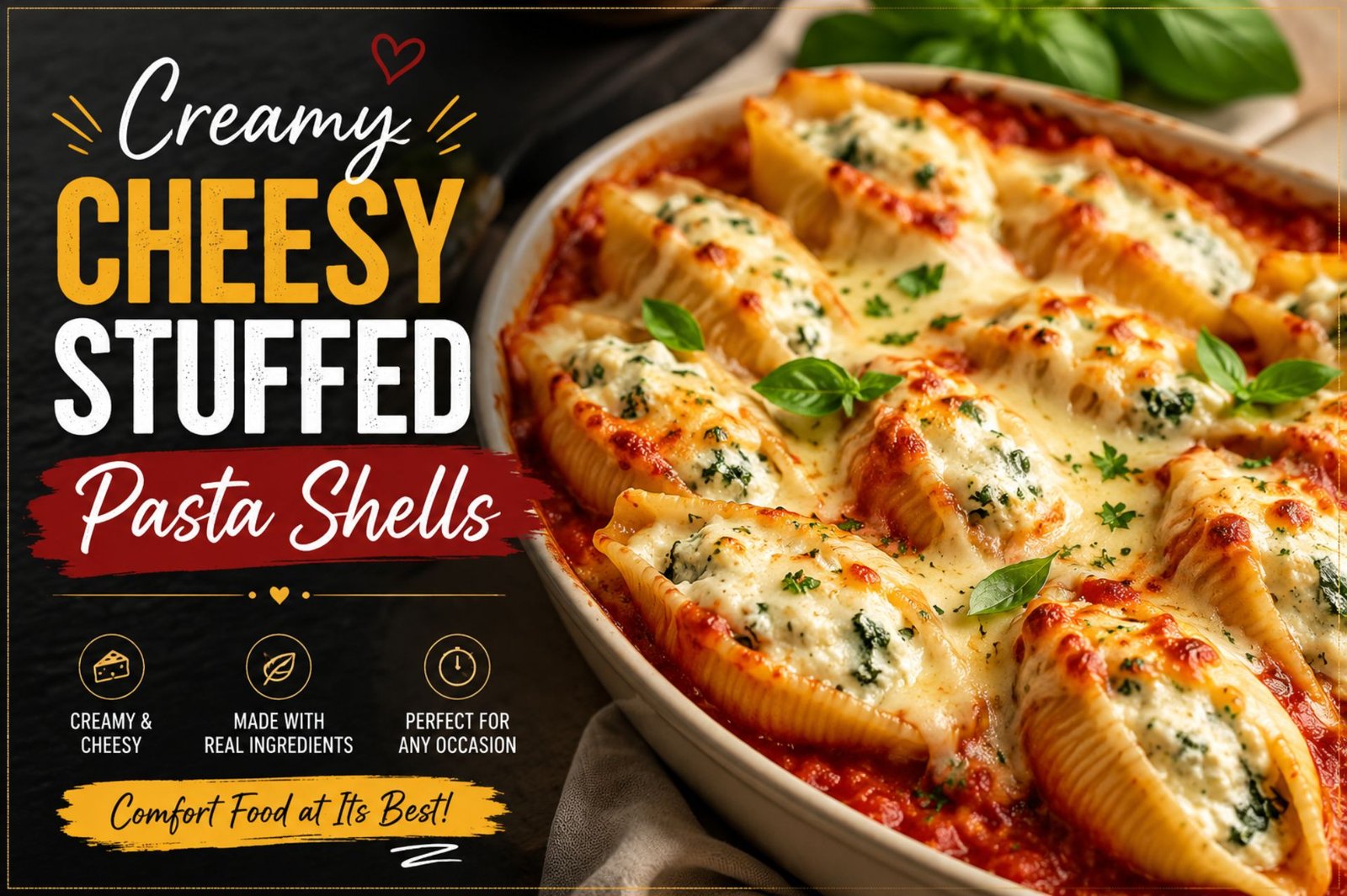 Creamy cheesy stuffed pasta shells
