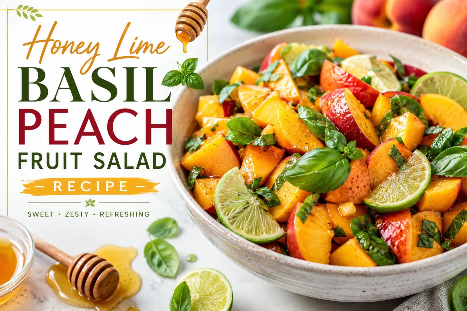 Honey lime basil peach fruit salad Recipie