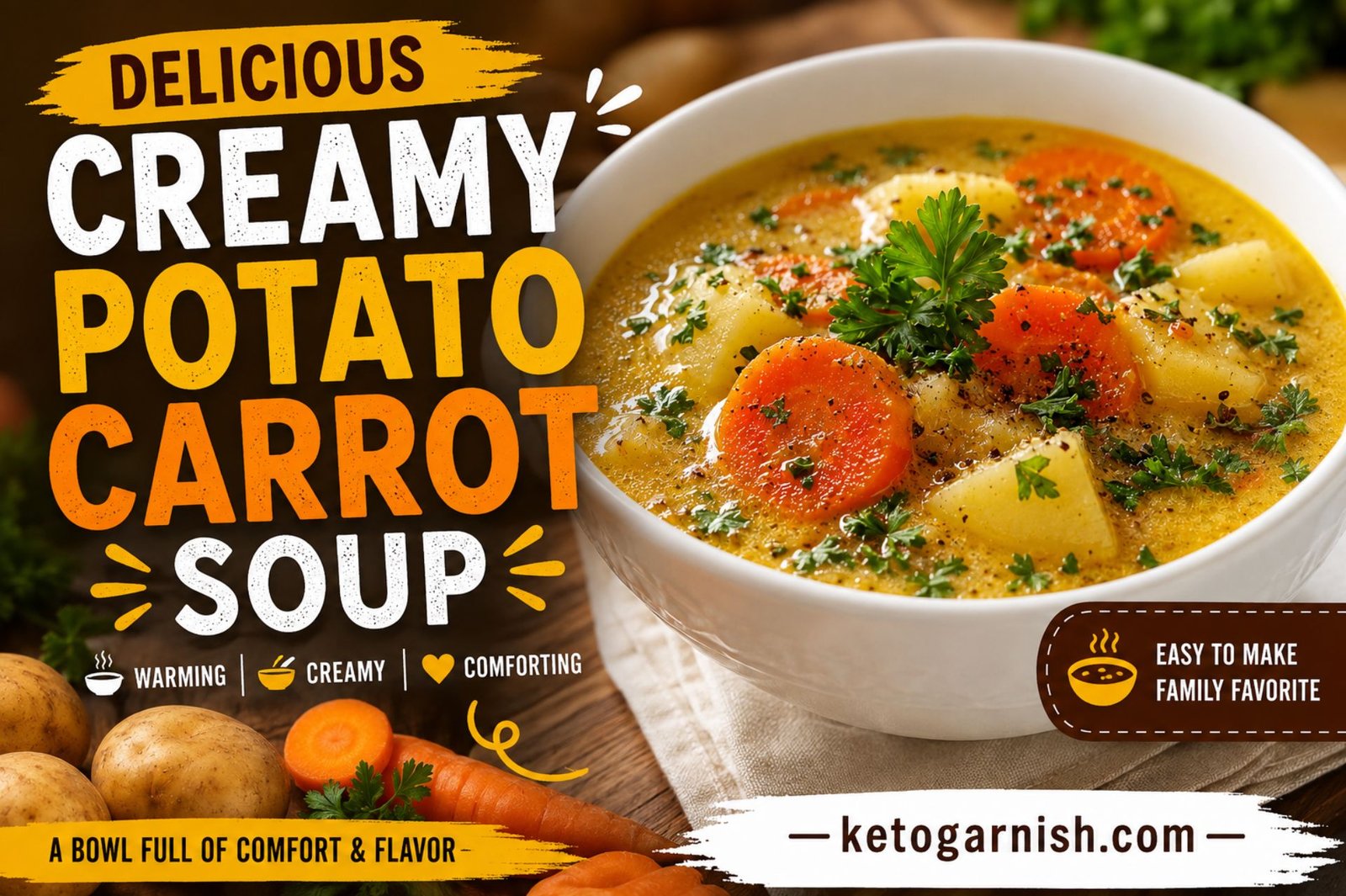 Creamy potato carrot soup