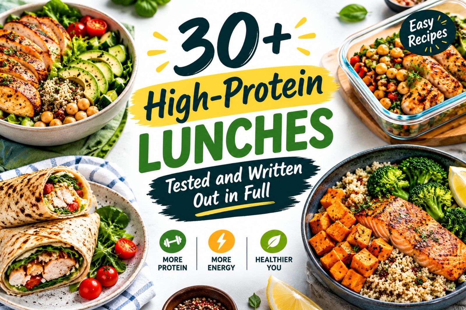 30+ high-protein lunches, tested and written out in full